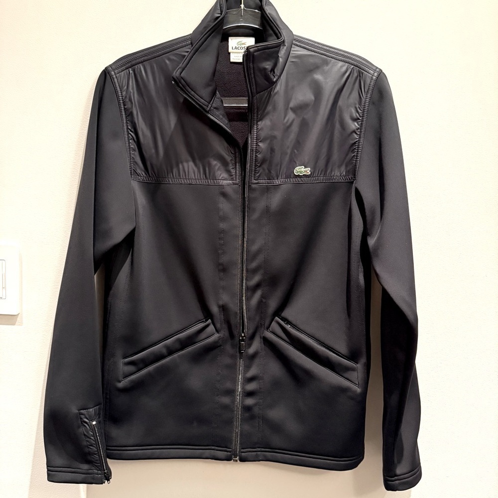 Lacoste Black Jacket With Green Designer Logo Size 3 Men’s